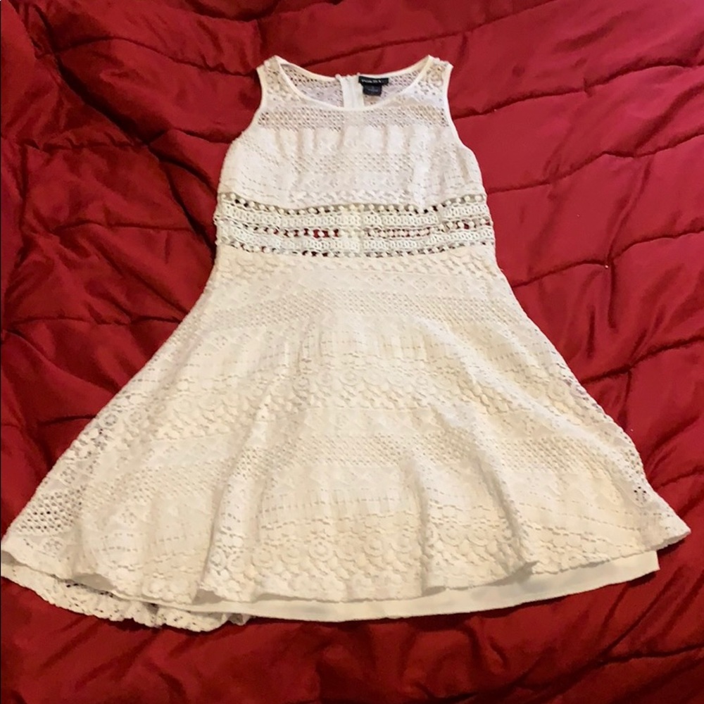 White dress with lace overlay